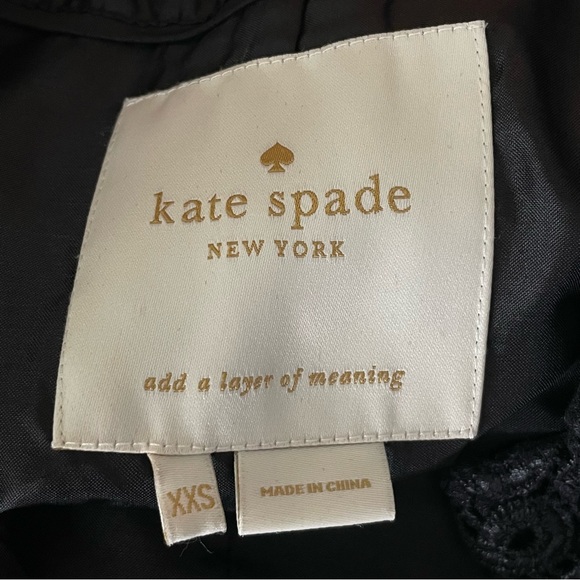 KATE SPADE BLACK LACE BUTTON UP COAT BLACK AND GOLD XXS - Picture 8 of 11